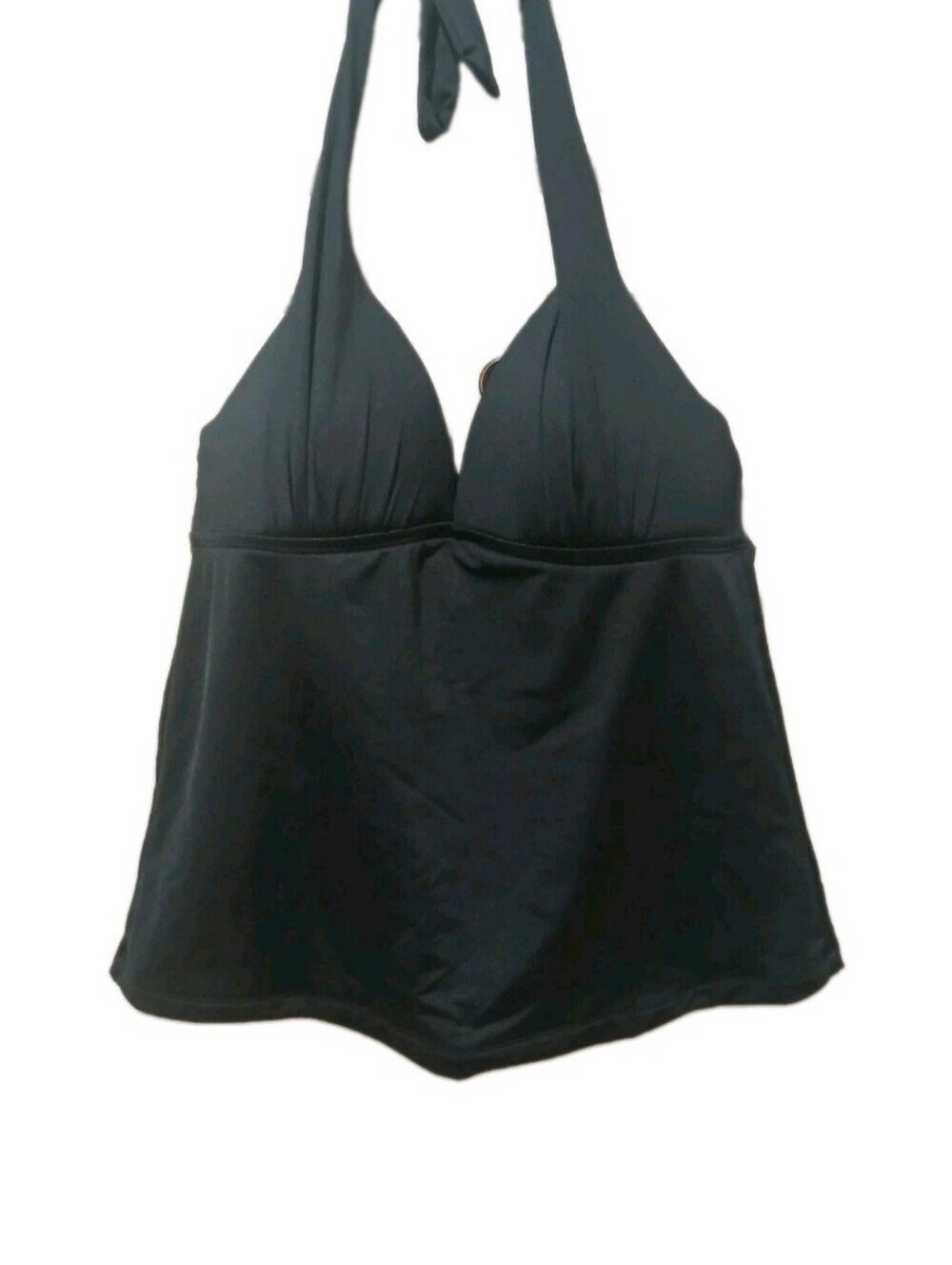 Womens Tankini Swimsuit Top Black Halter Medium